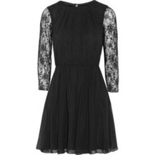Alice + Olivia Black Lace Long Sleeve Open Back Conan Mini Dress size XS