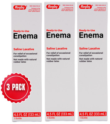 Rugby Disposable Enema Saline Laxative 4.5 fl.oz. (Fleet) - 3 PACK