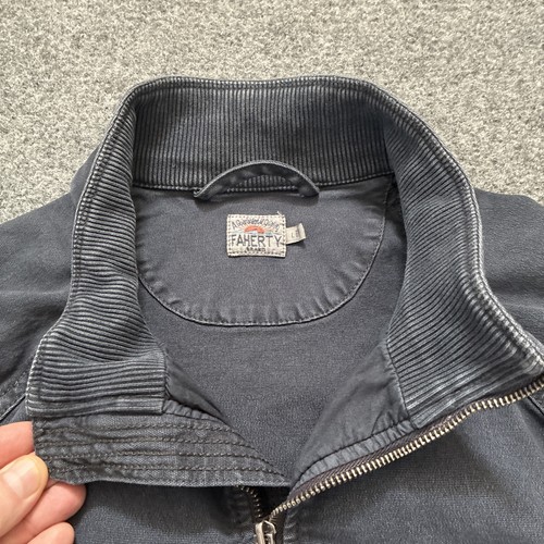 Faherty Tanker Terry Jacket Men Large Gray Graphite Full Zip Bomber Stretch - Picture 6 of 18