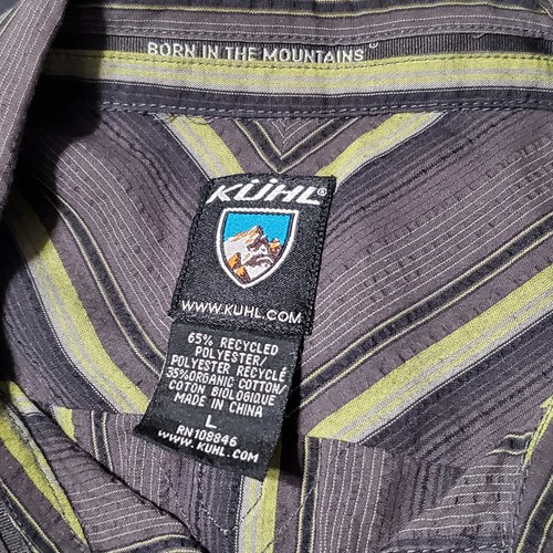 Camisa Kuhl Para Hombre Grande Gris Verde Rayas Abotonada Exterior Senderismo Manga Corta - Imagen 7 de 12
