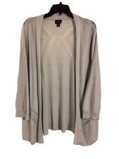 Worthington Woman Open Cardigan Sweater Light Gray 3/4 Sleeves Size 0X