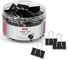 50Pcs Binder Clips Medium, Standard Medium Clips 1-1/4 Inch, Paper Clamps Clips 