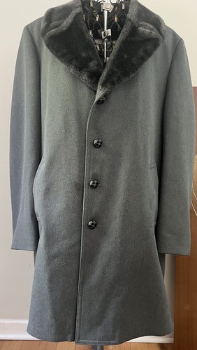 Herren Vintage London Fog Wintermantel Grau Fell & Wollmischung 40L - Bild 1 von 14