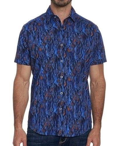 Robert Graham Mens Medium Button Up Shirt Short Sleeve Colorful Retro Abstract  - Picture 1 of 6