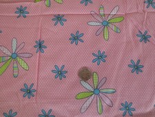 4995. Spring Ind. DAISIES on PINK POLKA DOTS COTTON FABRIC- 42" x 1-7/8 yds.