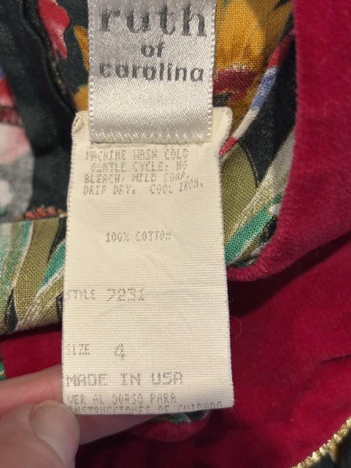 Ruth of Carolina Girls 4 Red Plaid Bow Collar Dress Vintage 80s Holiday Cottage - Image 4 of 4