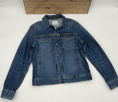 Rag & Bone Harrow Trucker Classic Dark Blue Denim Jean Jacket Mens Size M