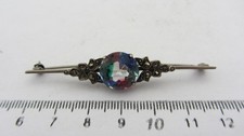 Broche Ancienne Art Déco Argent Massif , Marcassites , pierre .(L20).