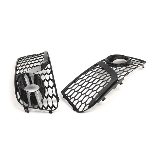 Pair Glossy Honeycomb Grill For 2013-2017 Audi Q5 Bumper Fog Light Grille Bezel - Picture 5 of 10
