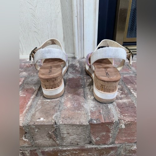 Toms Diana Plateau-Keilsandalen Größe 6M – Regenbogen Tribal Korkabsatz Knöchelriemen - Bild 5 von 10