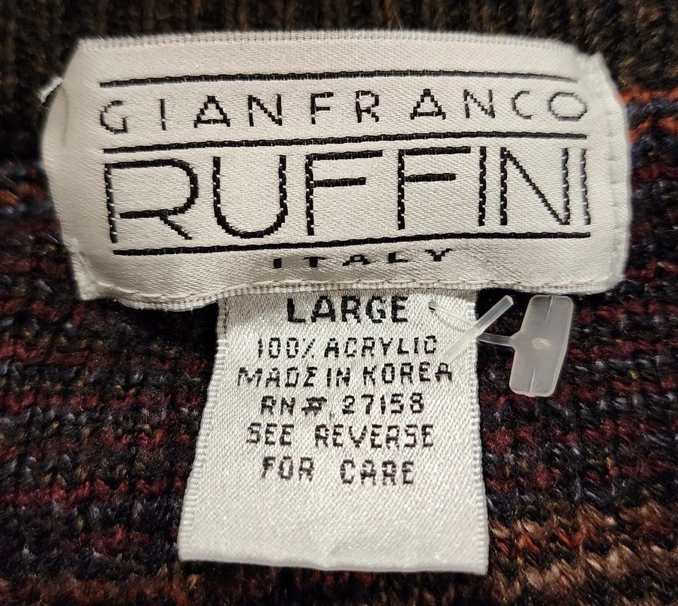 Suéter tejido multicolor vintage años 90 Gianfranco Ruffini Italia para hombre talla L Foto 4 de 4