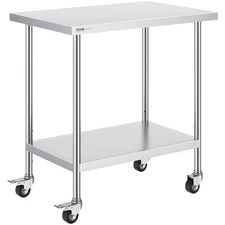 24x36x38in 3Adjustable Heights Heavy Duty Stainless Steel Work Table&Wheels