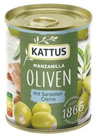 Kattus GrüNe Manzanilla Oliven Mit Sardellencreme GefüLlt Entsteint 85G Dose
