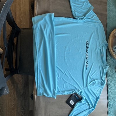 What The Fin  Unisex Aqua  Blue 3XL Long Sleeve Shirt 100 % Microfiber UPF50