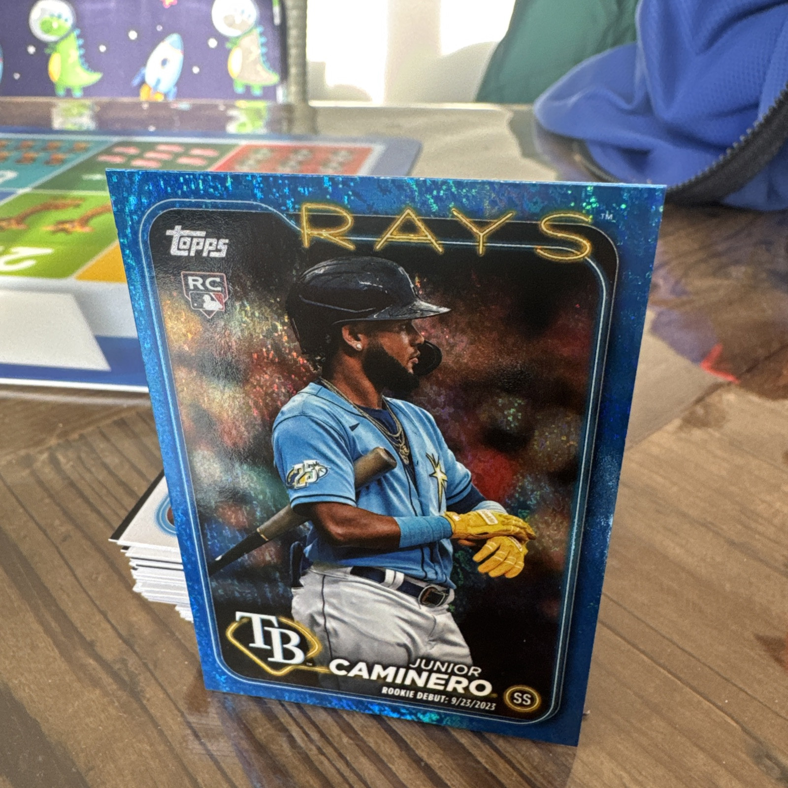 2024 Junior Caminero Topps Update #US223 RC BLUE SHIMMER HOLO FOIL 964/999 RAYS