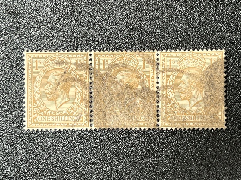 Great Britain 1913 #172 Lovely 1/- Used Strip of 3 4X180