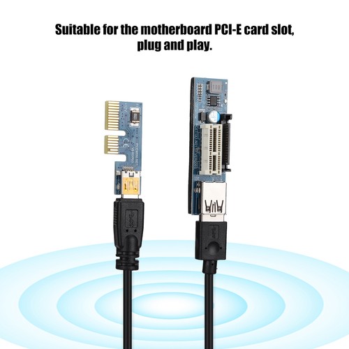 PCI-E 1X Extension Cable Cord Riser Card Power USB Extender 30cm Black NEW - Afbeelding 8 van 10