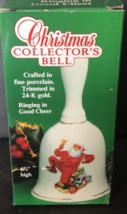 Museum Christmas Collector’s Bell Ringing in Good Cheer Porcelain 24K Gold 1987