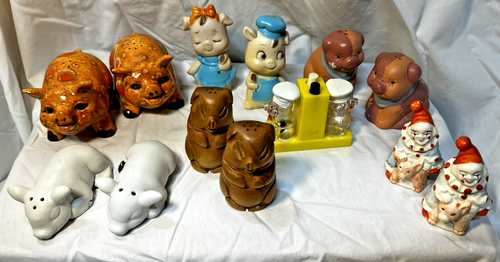 Lotto misto di shaker sale e pepe suino vintage ~ collezione immobiliare di 15 set - Foto 2 di 8