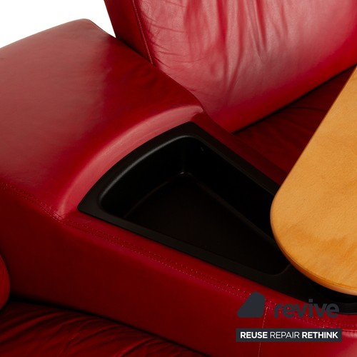 Stressless Arion Leather Sofa Set Red Manual Function Viersitzer Stool - Picture 11 of 12