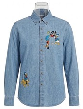 Disney Men s XS Mickey Friends Embroidered Denim Button-Down EUC Vintage
