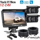 Dual Camera 7'' Backup Camera and Monitor Kit System Back Parking Night Vision F