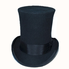 Vintage 100 Wool Mad Hatter Top Hat High Magic Performing Party Black Cap 22cm