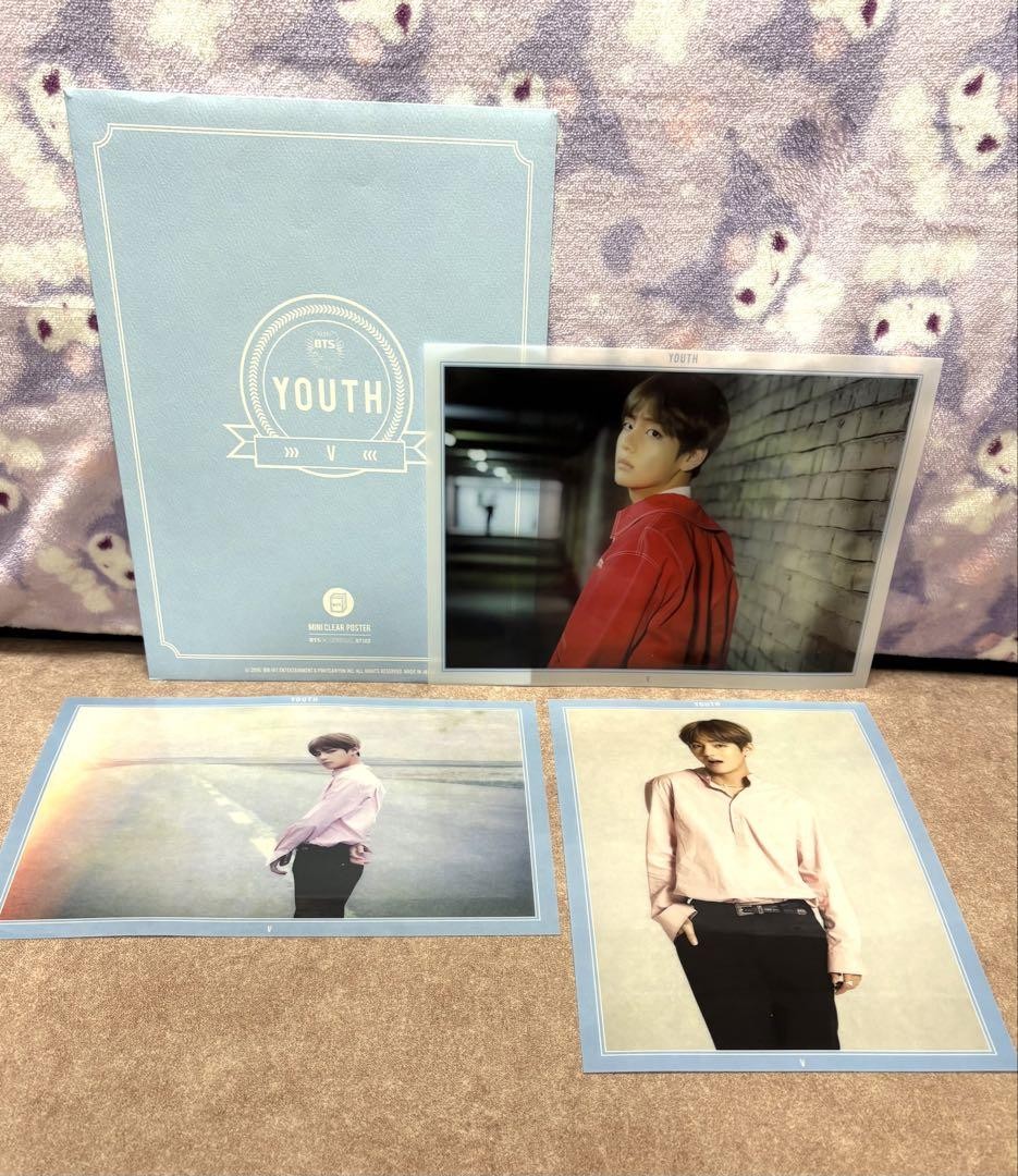 Mini póster transparente BTS V Youth Loppi HMV Limited con estuche K-Pop