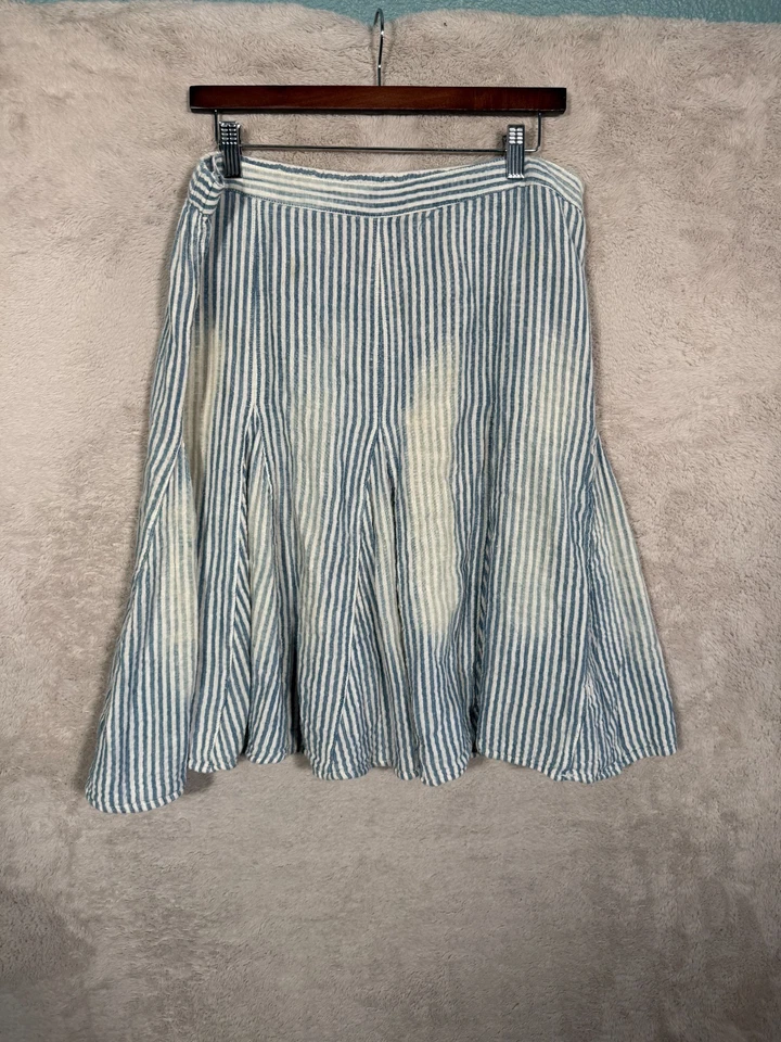 Free People Candace Midi Skirt Large Summer Stripe Pull On Low Rise Printed — 第 4/4 张图片