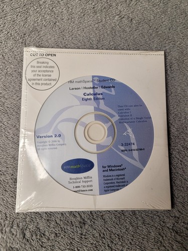 Calculus Eighth Edition Version 2.0 HM Mathspace Student CD Windows Mac New - Picture 1 of 2