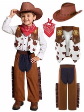 Kids Cowboy Costume Boys Girls Western Set Cosplay for Halloween Dress Up 5-7...