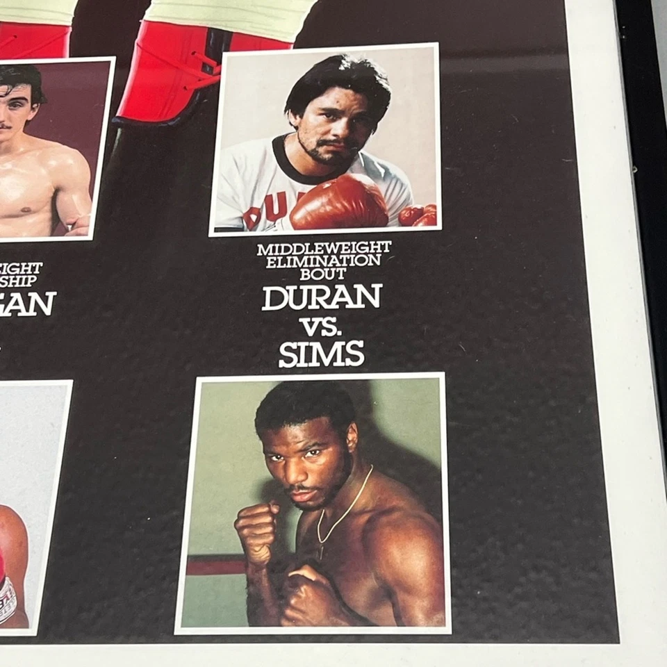 РЕДКИЙ ВИНТАЖНЫЙ 1986 Caesars Palace Hearns Роберто Дюран Оригинальный Рамочный Боевой Плакат - Изображение 4 из 4