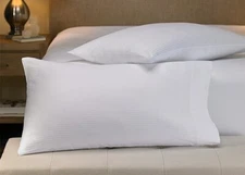 NWT NEW LOT-OF-12 T-300 KING SIZE WHITE STRIPE PILLOW CASE HOTEL QUALITY COTTON