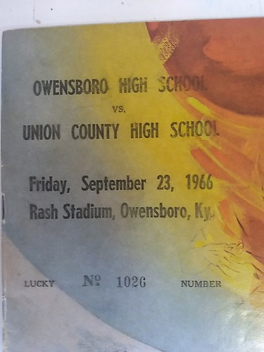 1966 Owensboro High School Vs. Union County High School Program Sept 23 - Picture 2 of 3