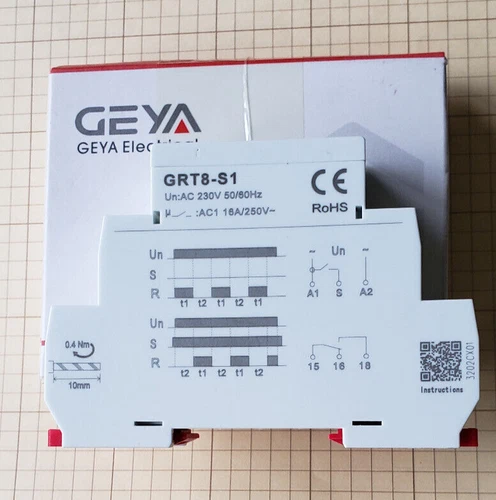 GEYA GRT8-S1 Asymmetric Cycle ON/OFF Timer Relay Switch 16A AC 250V