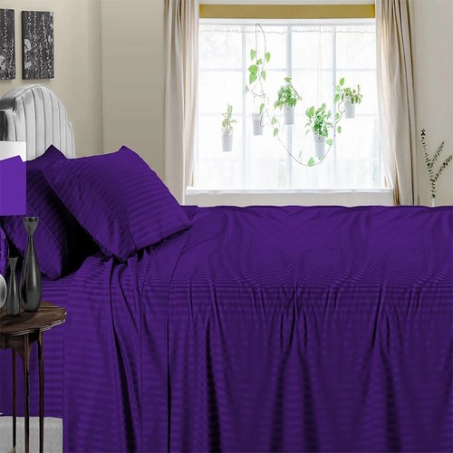 Impresionante sábana plana a rayas de algodón egipcio + 2 fundas de almohada Emperor Select TC - Imagen 58 de 94
