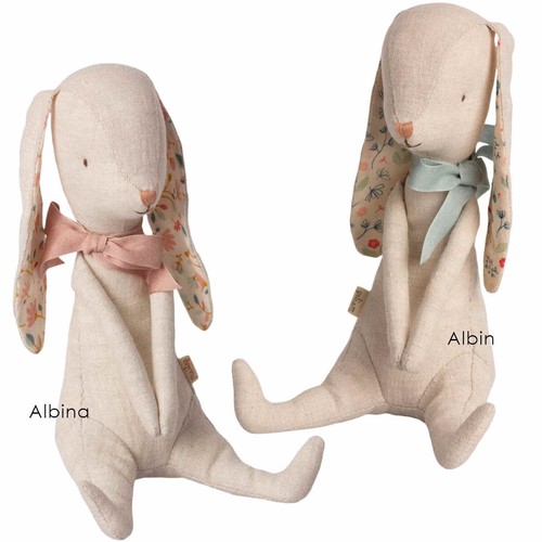 Maileg Albin Bunny Cute Plush Rabbit Toy Play Display Bleu Ribbon - Picture 6 of 8