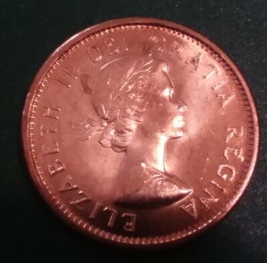 1964 CANADIAN 1 CENT BRILLIANT UNCIRCULATED 98/% COPPER COIN FREE SHIPPING!