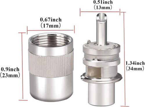 LOTTO 10pz. CONNETTORI UHF MASCHIO PL259 PER CAVI RG58 / RG8 MINI ALTA QUALITA' - Foto 2 di 3