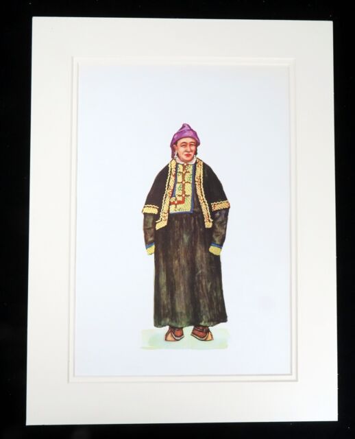 Mongolische Traditionell Mongol Kleid Mode Khalkha Kostüm Vintage Aufdruck 1967