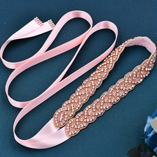 Luxury Bridal Wedding Belt Bridesmaids Dress Rhinestone Crystal Pearl Bling Sash