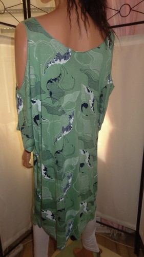 BONPRIX Strand-Kleid Long Shirt Pastell-Grün Cut Out Ärmel Plus-Größe Gr 56/58 - Bild 8 von 8