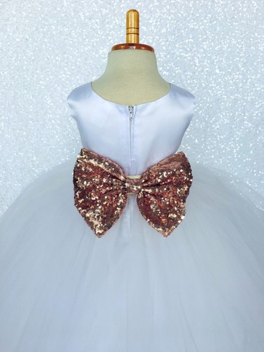 White Satin 4 Layer Tulle Flower Girl Junior Newborn Gown Wedding Communion 2 4 - Picture 27 of 32