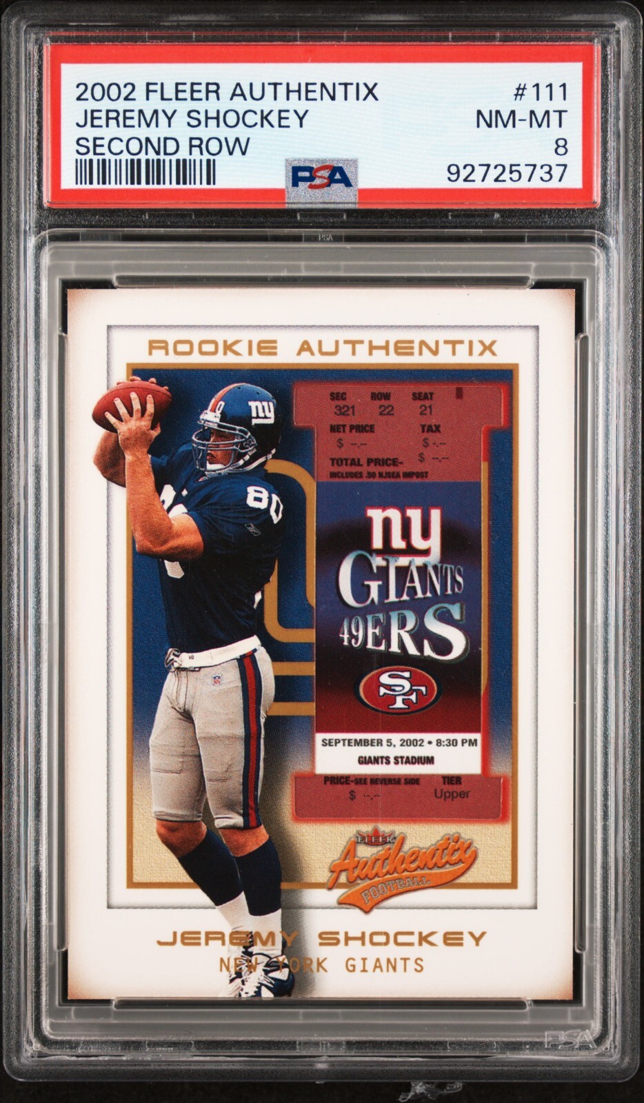 Jeremy Shockey Fleer Authentix #111 Second Row
