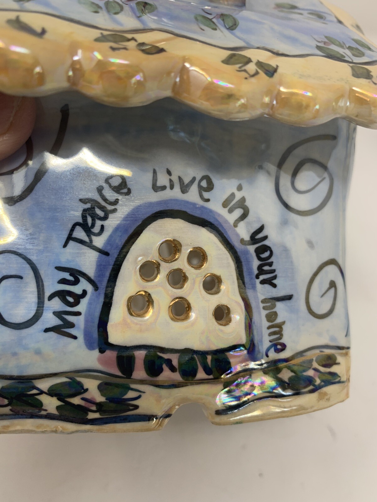 Blue Sky Clay works Tea Light “Peace” House NWT