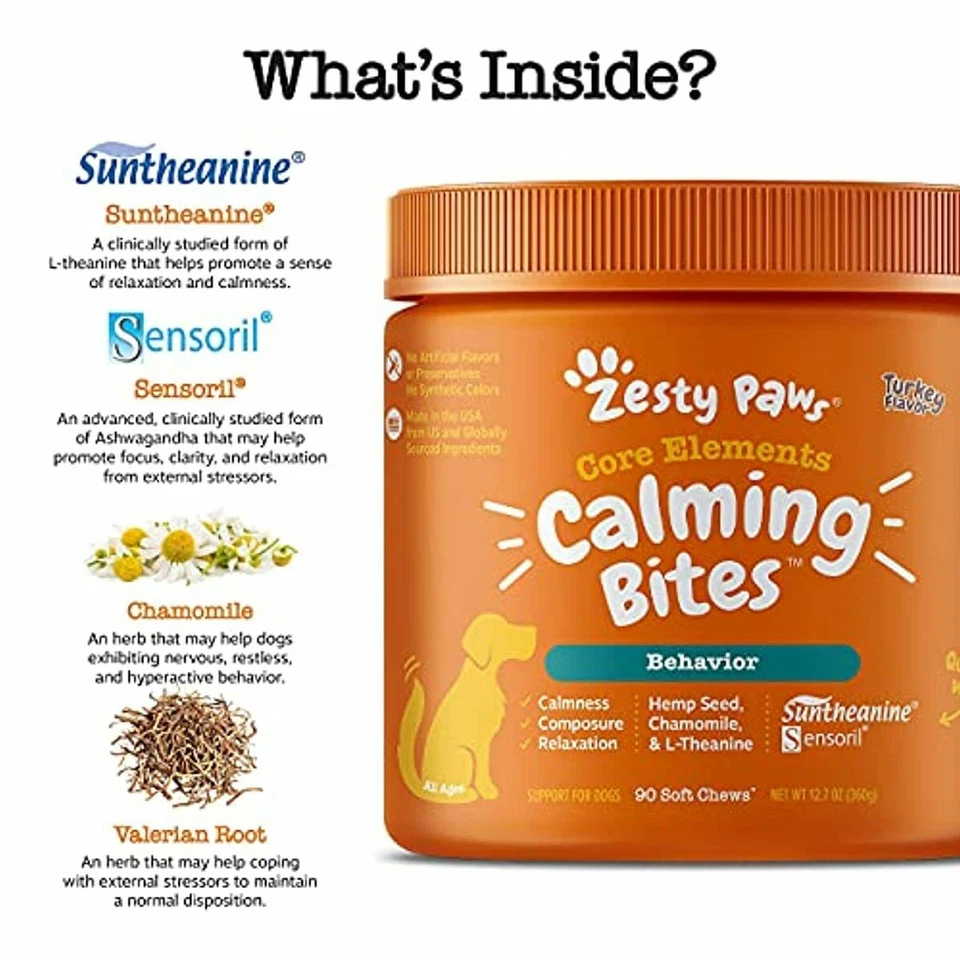 Zesty Paws Dog Calming Bites - Stress Relief Support Supplement Helps to Calm An - Image 3 of 4