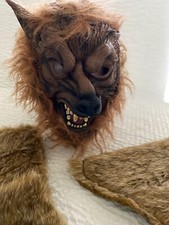 Halloween Costume Latex Wolf Head Hair Mask Werewolf Arm  Leg Faux Fur 