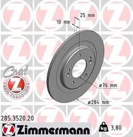 2X Zimmermann 285.3520.20 Bremsscheibe FüR Hyundai