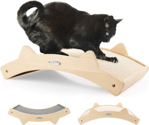 Durable Solid Wood Cat Scratching Lounge: Sisal & Carpet Combo - 16.5 x 10.8in