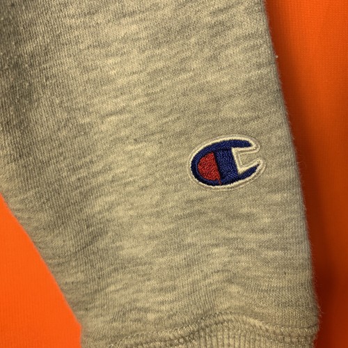 Boys Grey CHAMPION Hoodie Shirt Size 5 Sweatshirt Rare RED Logo Heavy Cotton - Picture 3 of 7